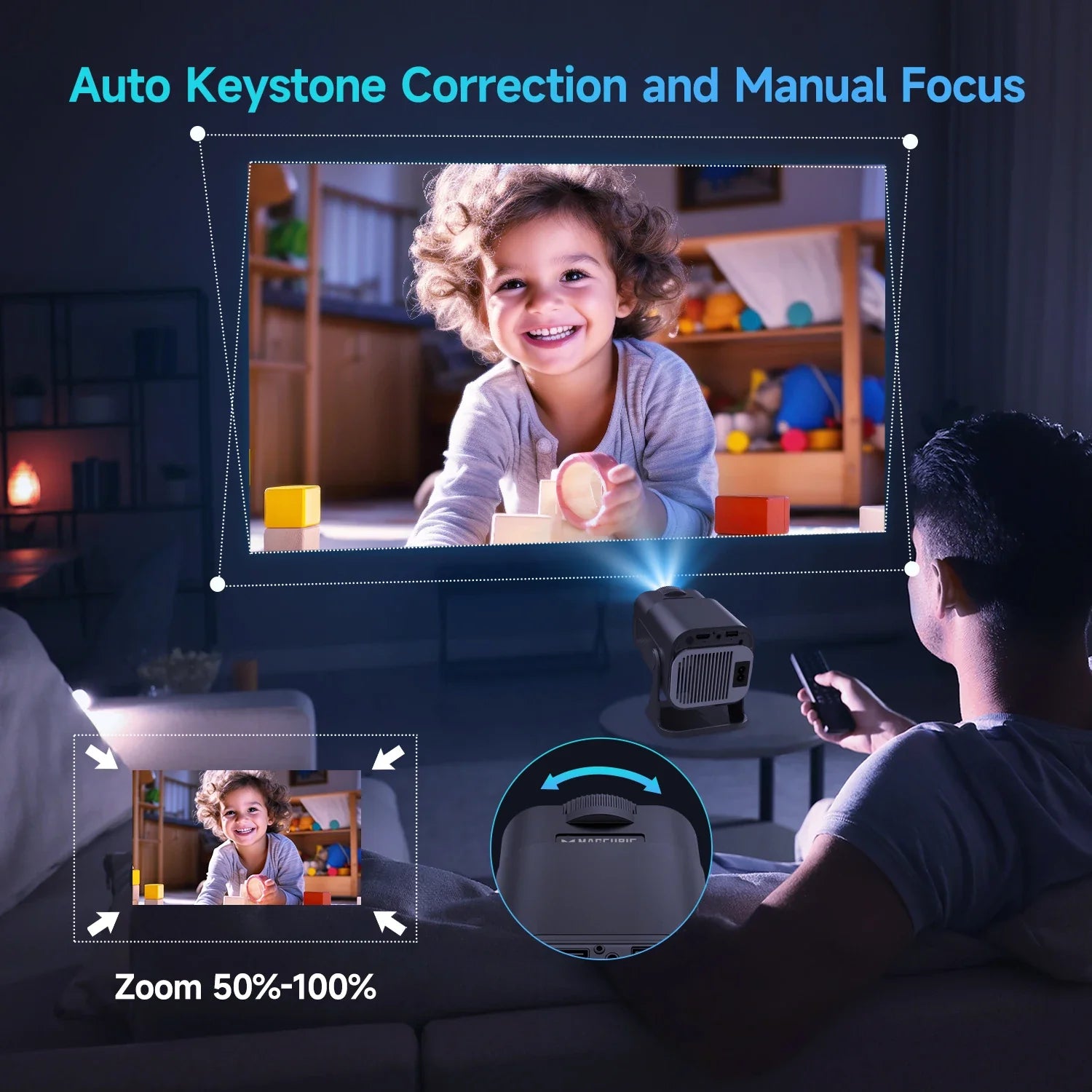 NNEOBA Smart 720P HD Projector Black